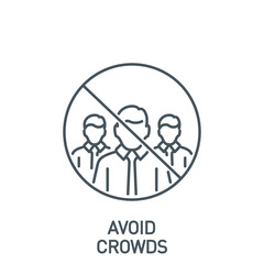 avoid crowd of men without medical mask single line icon isolated on white. Perfect outline symbol Prevention Coronavirus Covid 19 quarantine banner. Quality element avoid crowds with editable Stroke