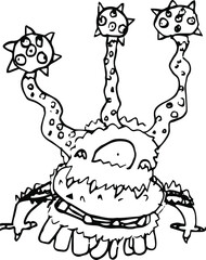 Vector drawing of a scary monster. Evil monster.