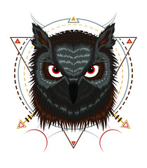the owl with sacred geometry ornament