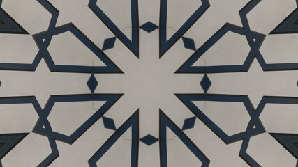 Black and white hyptonic, symmetrical kaleidoscope. Very beautiful printed motifs for textile, ceramic, wallpaper, design, kaleidoscope images.