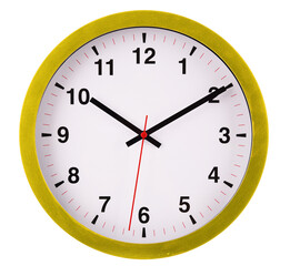 Wall clock isolated on white. Ten past ten.