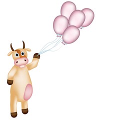 Cow with balloons