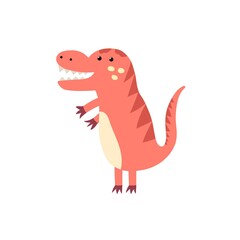 Funny tyrannosaurus rex in childish style isolated element. Cute dinosaur t rex