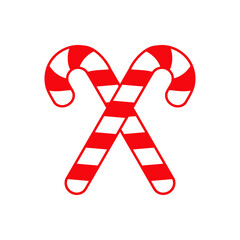 Logotipo candy cane de navidad. Bastones de caramelo cruzados en color rojo