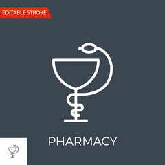 Pharmacy Thin Line Vector Icon. Flat Icon Isolated on the Black Background. Editable Stroke EPS file. Vector illustration.