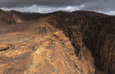 Gran Canaria, landscapes along the hiking route around the ravive Barranco Hondo, The Deep Ravine...