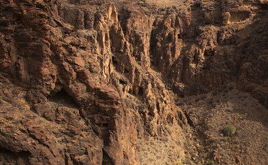 Gran Canaria, landscapes along the hiking route around the ravine Barranco Hondo, The Deep Ravine...