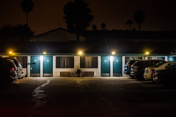 Motel's parking lot,Santa Barbara, Los Angeles, California, USA