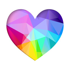 Naklejka na ściany i meble Heart of rainbow triangls, paper cut modern design. Homosexual symbol. Love. St Valentine Day wish card