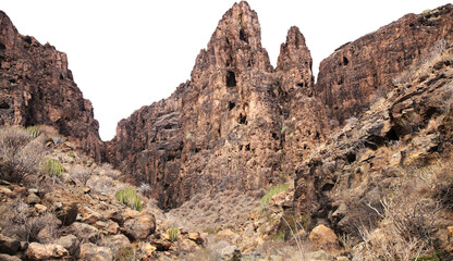 	Gran Canaria, landscapes along the hiking route around the ravive Barranco Hondo, The Deep Ravine...