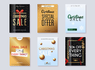 Fototapeta na wymiar Set of christmas sale banners design, discounts and special offer. Shopping background, label for business promotion. Vector illustration.