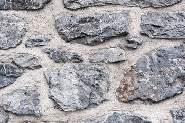 Texture of the wall is made of clay and rough gray marble stones as a background