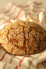 Homemade sourdough bread on the towel 