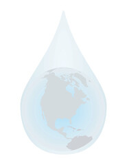 World inside water drop. vector