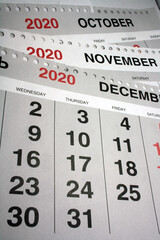 White calendar 2020 month schedule to make appointment meeting