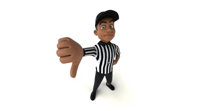 Fun 3D cartoon referee with thumbs down
