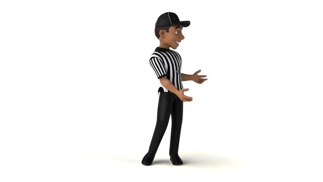 Fun 3D cartoon referee presenting