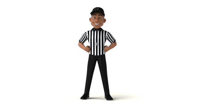Fun 3D cartoon referee presenting