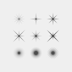 Sparkle flat vector icons. Shine flat vector icons. Glow flat vector icons	
