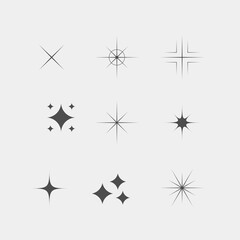 Sparkle flat vector icons. Shine flat vector icons. Glow flat vector icons	
