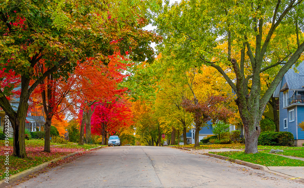 Wall mural west dundee town street view in illinois state of usa