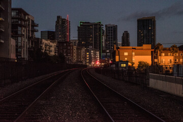 Fototapeta premium Empty train rails, San Diego, California, USA