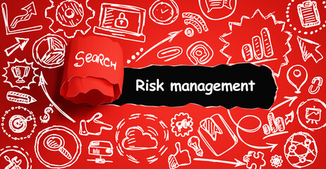 Naklejka premium Mock up with torn paper Risk management text.