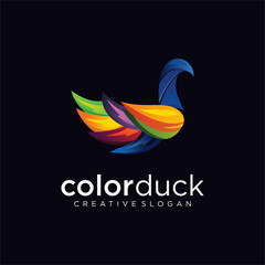 Duck gradient colorful modern bird logo illustration Premium Vector
