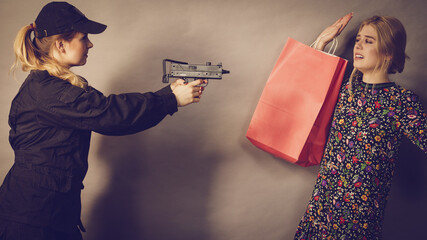 Security guard and shoplifter.