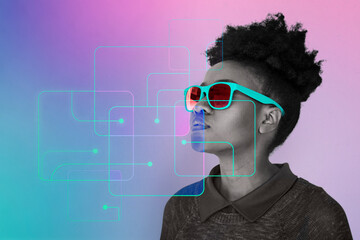 Woman wearing sunglasses futuristic style