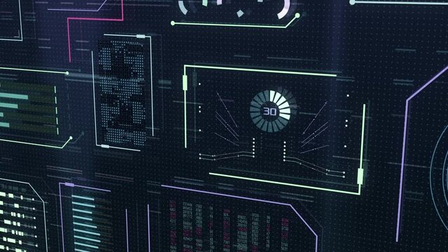 futuristic user interface with generic charts and random data, concept of stock market big data or computer hacking (3d render)