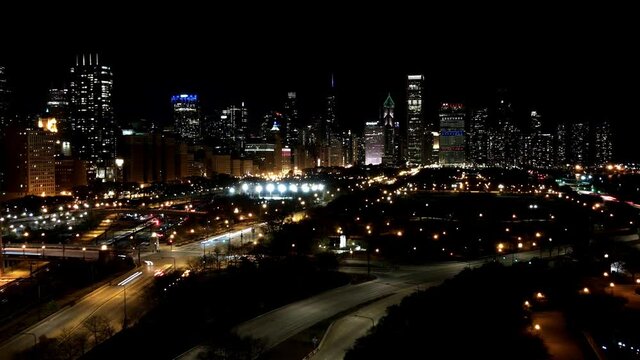time lapse in chicago at night long exposure