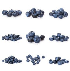 Group of fresh blueberries isolated on white background . full depth of field