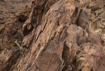 Gran Canaria, landscapes along the hiking route around the ravive Barranco del Toro at the southern part of the 
island, full of caves and grottoes, close to San Agustin resort
