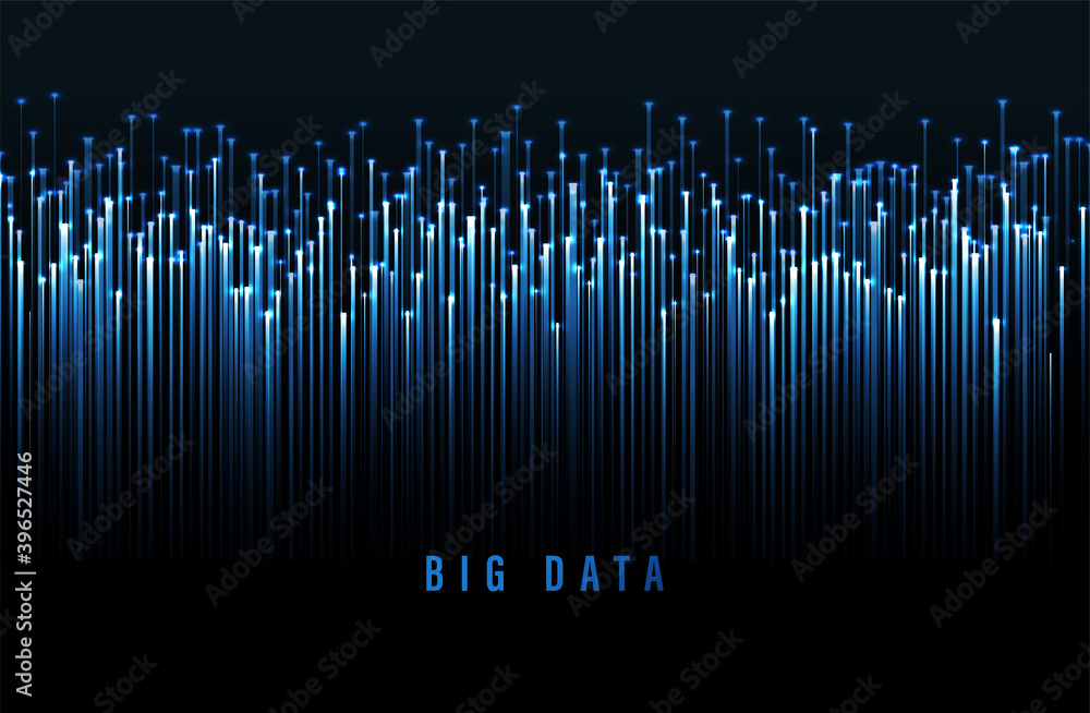 Poster Abstract digital particles. Vector abstract big data visualization.