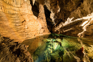 Demanovska Cave of Liberty, stalactites, stalagmites and lake, Slovakia, Low Tatras