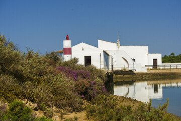 Fototapeta na wymiar Park Ria Formosa, tide mill in Olhao, Algarve, Portugal
