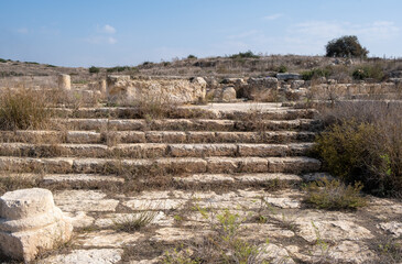 Ruins of Byzantine church. Khirbet Beit Lei or Beth Loya at Judean lowlands of Israel