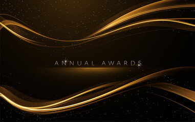 Award nomination ceremony luxury background with golden glitter sparkles