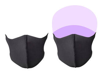 Black face mask isolated on white background. Full face view. Ready for clipping path.