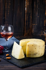 cheese head, glass of wine and nats