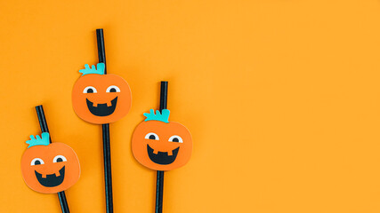 Halloween pumpkin straws set design resources