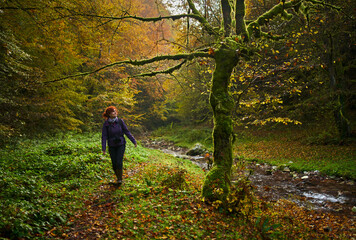 Fototapeta premium Woman nature photographer with camera