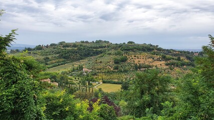 View of the countryside from the etruscan town of Chiusi, Toscana, Italia.
