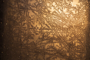 closeup of frost crystals in morning sunlight