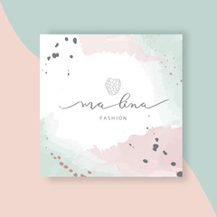 Malina - raspberry calligraphy logo template for jewelry store, baking, cooking, clothing, fashion, etc. Berry Vector Design, fruit Illustration in line.