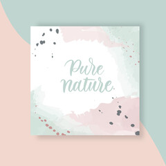 Pure nature. Social media post banner for fashion sale promotion. Square frame poster.