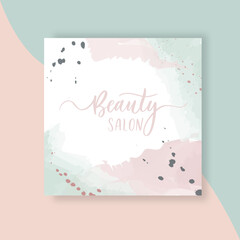 Beauty Salon. Social media post banner for fashion sale promotion. Square frame poster.