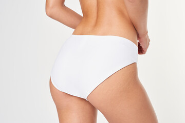Women&#39;s white panties underwear mockup