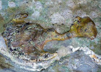 Multicoloured stones in white chalk